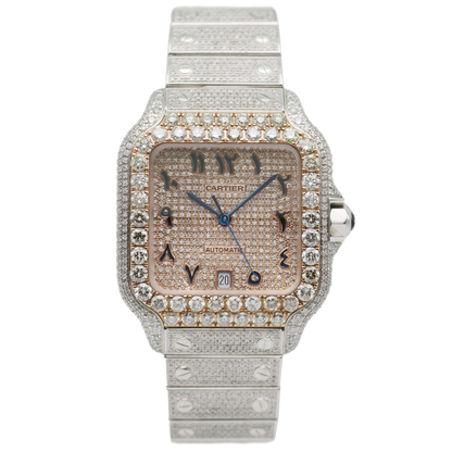 Cartier Santos Iced Out Stahl / Roségold WSSA0018 - 2021