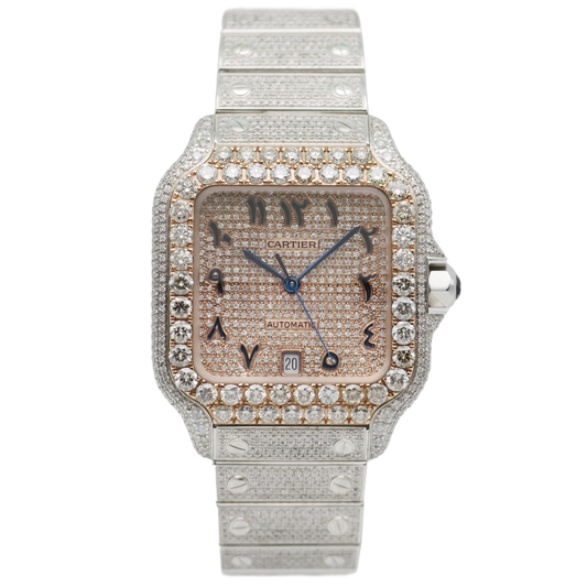 Cartier Santos Iced Out Stahl / Roségold WSSA0018 - 2021