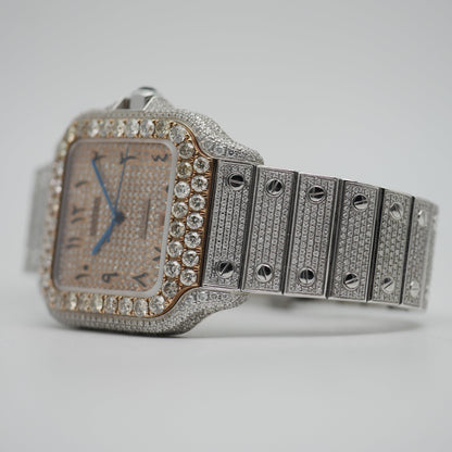 Cartier Santos Iced Out Stahl / Roségold WSSA0018 - 2021