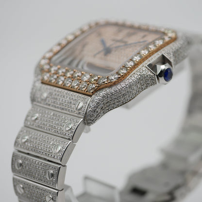 Cartier Santos Iced Out Stahl / Roségold WSSA0018 - 2021